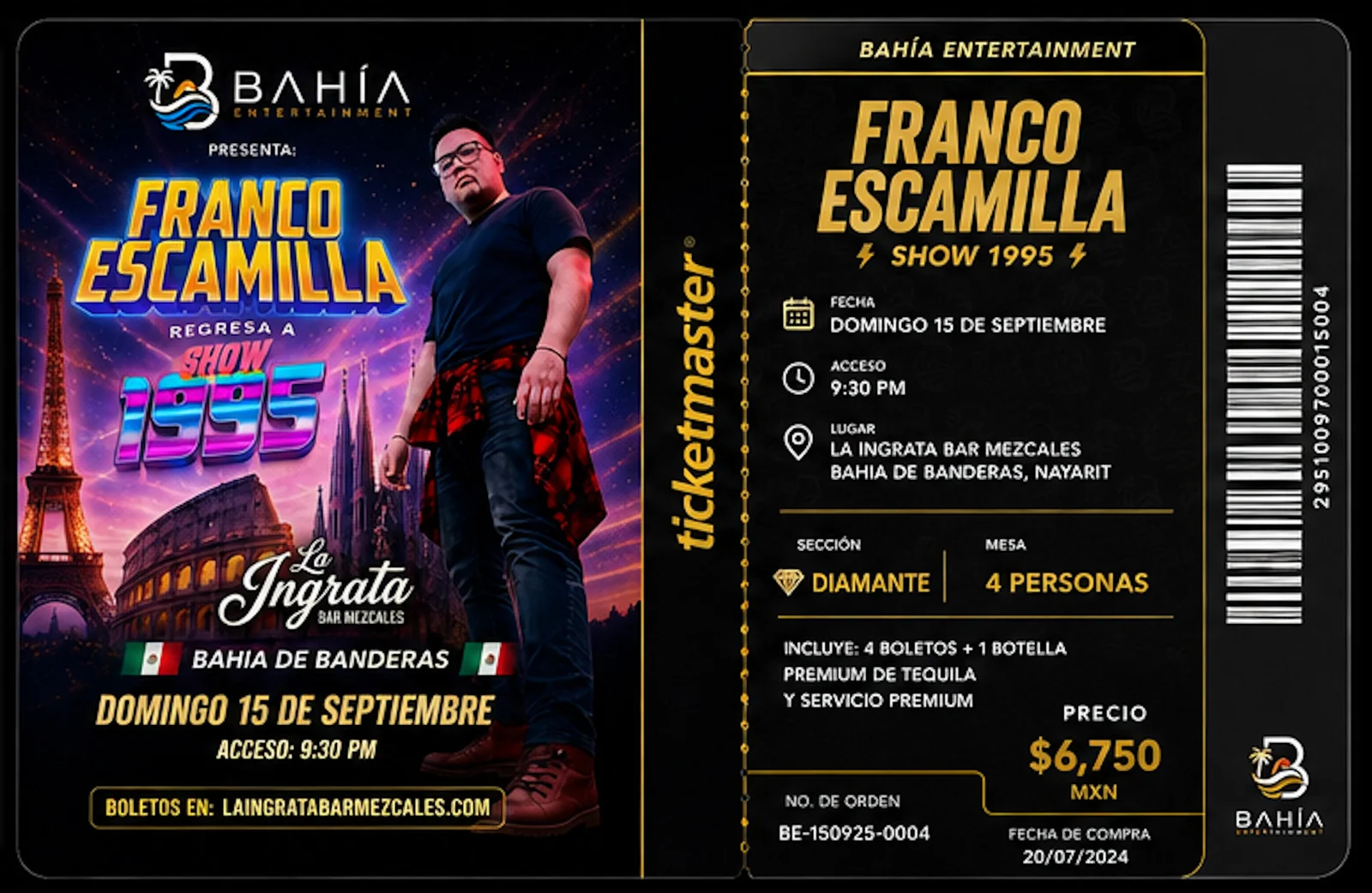Franco Escamilla - Show 1995 - Boleto Diamante